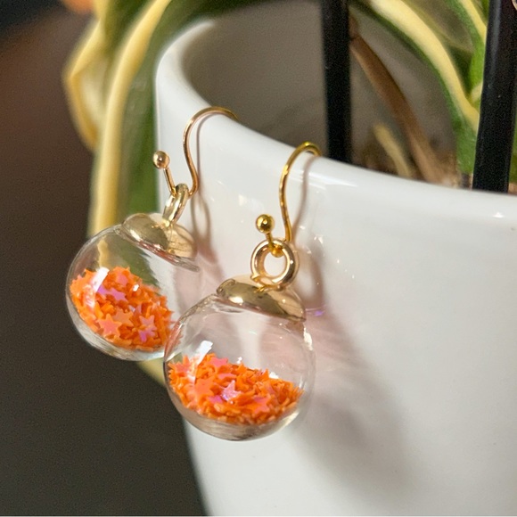 Orange Wishing Ball Earrings - Picture 2 of 6